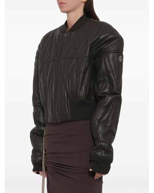 Moncler Black Geocamo Quilted Leather Jacket