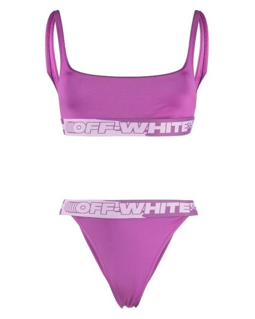 Off-White c/o Virgil Abloh Purple Banded-logo Bikini Set