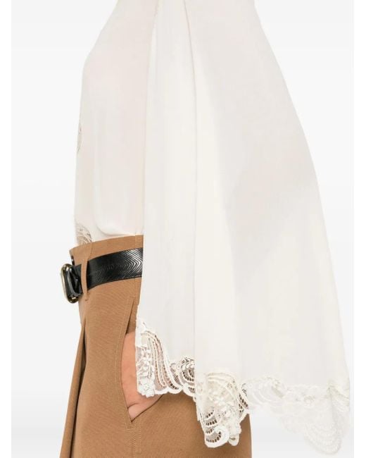Blusa con ribetes de encaje Chloé de color White