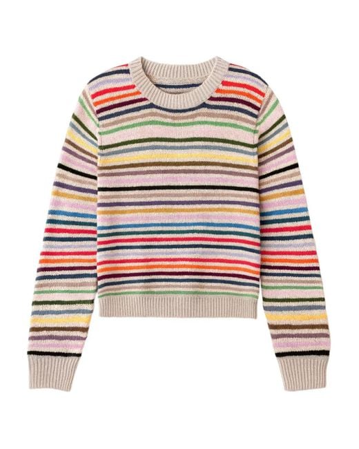 Suzie Kondi Red Striped-Pattern Crew-Neck Sweater