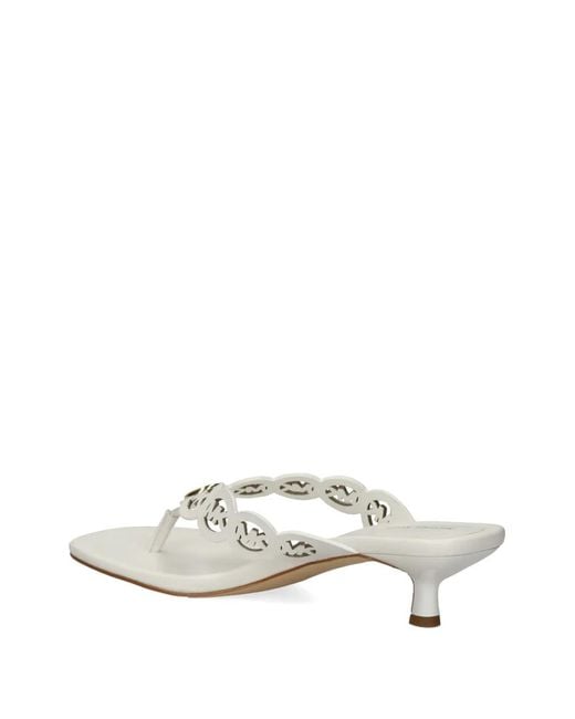 MICHAEL Michael Kors White Logo-Cutout Kitten-Heel Sandals
