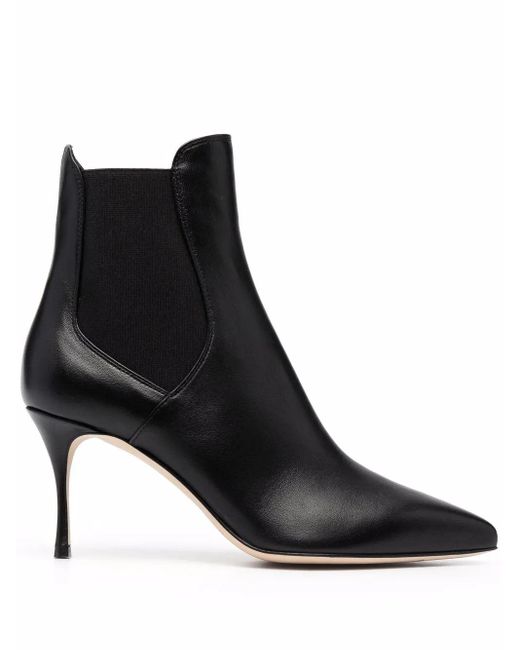 Sergio Rossi Black 80Mm Godiva Chelsea Boots