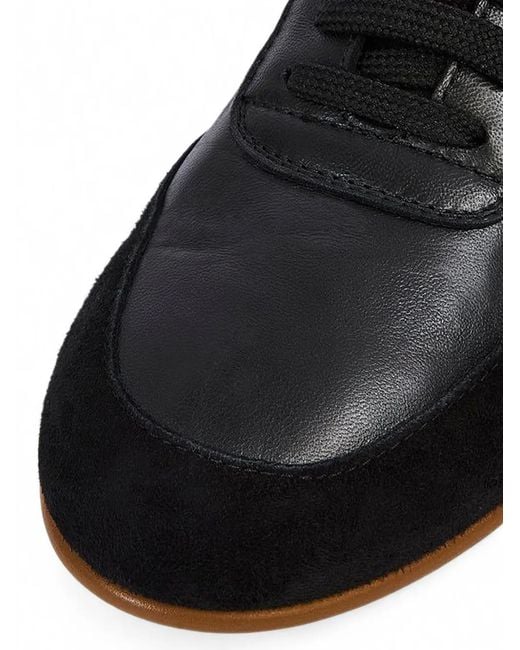 Liviana Conti Black Suede-Panelled Leather Low-Top Sneakers