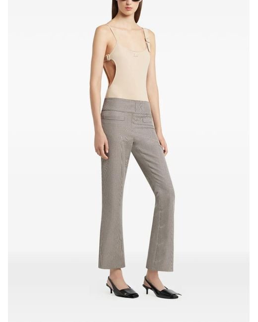 Courreges Natural Buckle Cut-Out Swimsuit