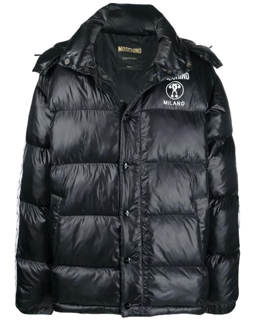 Moschino Black Padded Hooded Coat for men