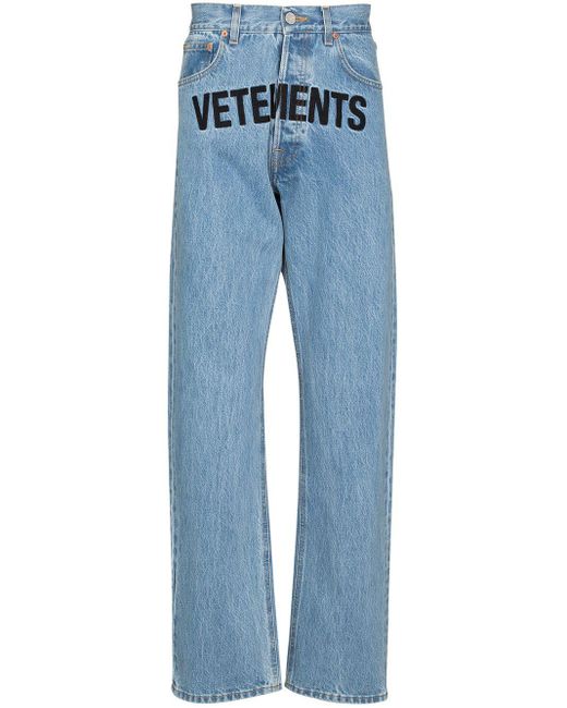 Vetements Blue Logo-embroidered Jeans for men