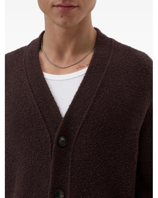 Closed Brown Button-Up Textured Cardigan for men