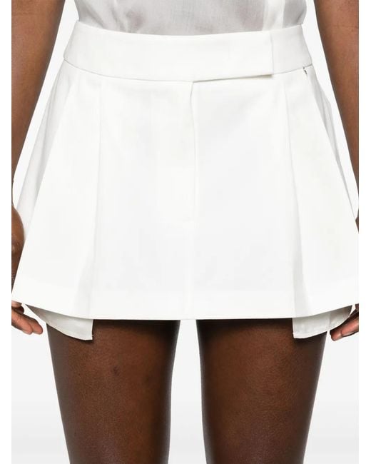 Nissa White Low-Rise Pleated Miniskirt