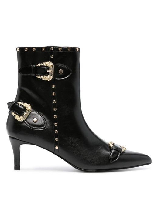 Versace Black Baroque-buckle 80mm Ankle Boots
