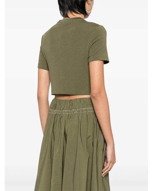 Jonathan Simkhai Cinta Geribbelde Cropped Top in het Green