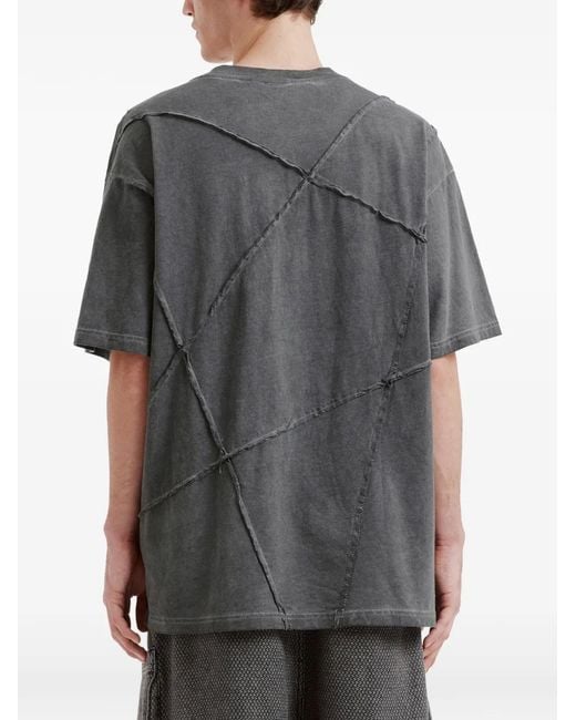 FIVE CM Gray T-Shirt À Détail Patchwork for men