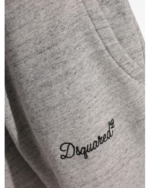 DSquared² Gray Heathered Cotton Embroidered Logo Shorts for men