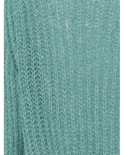 Kaos Blue Sequin-Embellished Openwork Knit