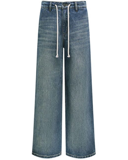 12 STOREEZ Blue Mid-rise Wide-leg Jeans