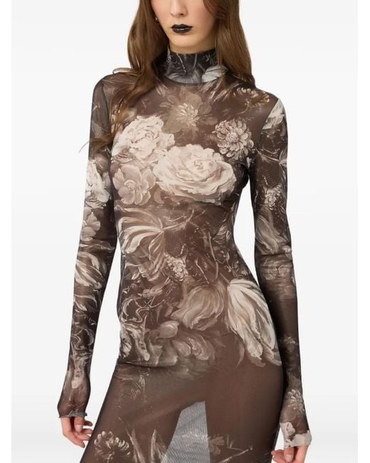 Roberto Cavalli White Floral-Print Maxi Dress