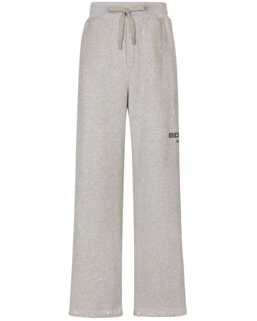 Dolce & Gabbana Gray Jogger Pants With Drawstring And Logo Print for men