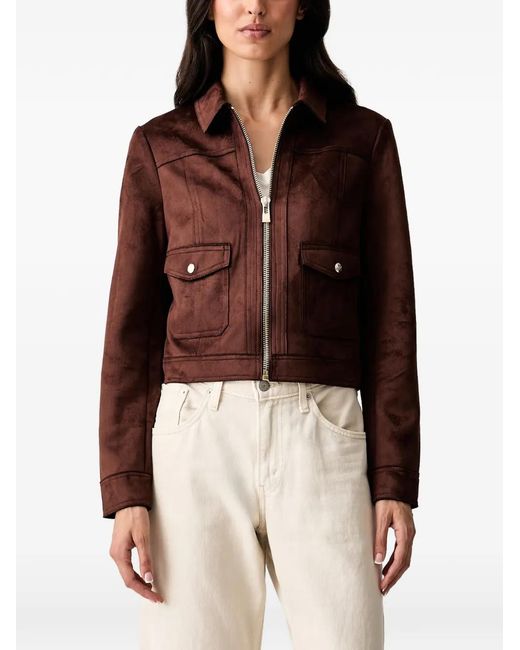 Morgan Red Suede-Effect Zip-Up Jacket