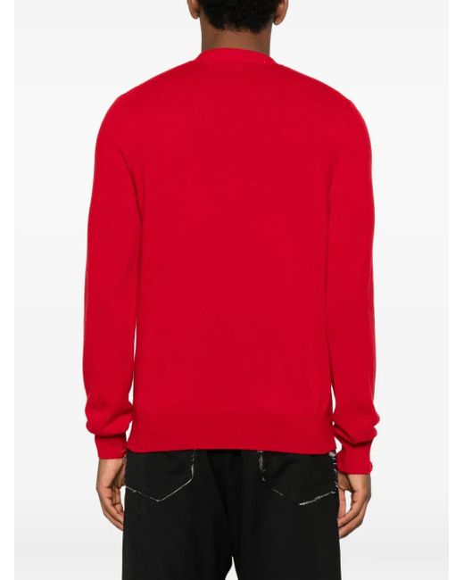 COMME DES GARÇONS PLAY Red Hear-Emblem Rhinestone-Embellishment Cardigan