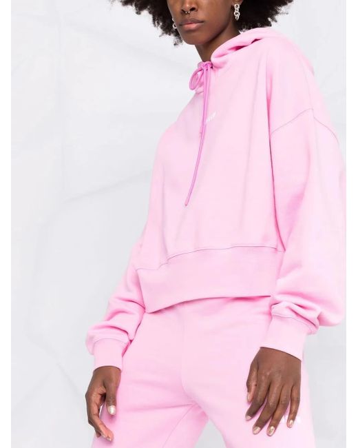 MSGM Pink Logo-Print Hoodie