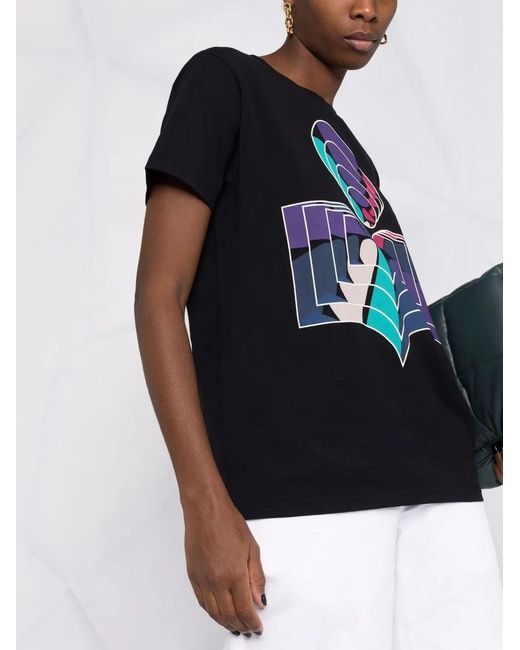 Isabel Marant Black Logo-Print Organic-Cotton T-Shirt