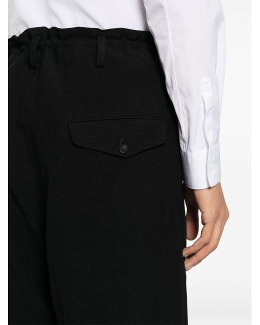 Yohji Yamamoto Black Tapered-leg Trousers for men