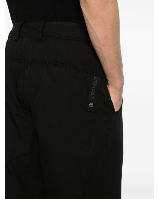 Transit Black Poplin Loose-fit Trousers for men