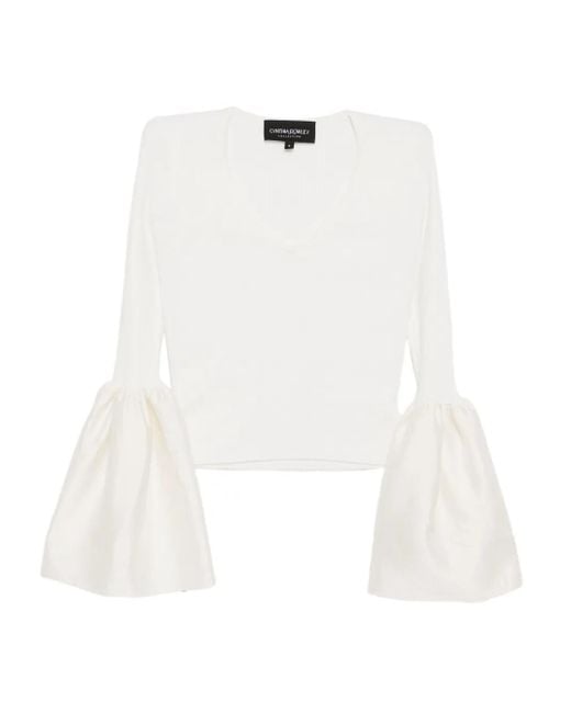 Cynthia Rowley White Flared-Sleeves Top