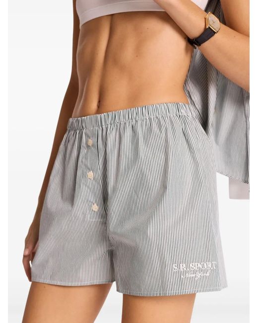 Short À Rayures Sporty & Rich en coloris White
