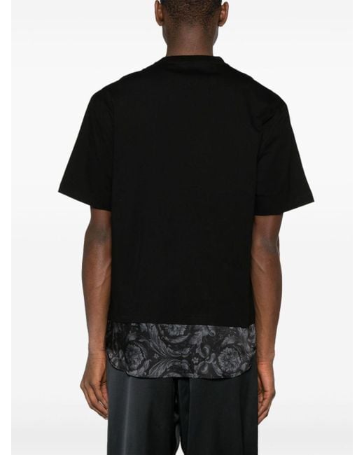 T-shirt en coton à imprimé Barocco Versace pour homme en coloris Black