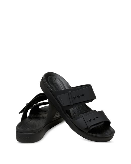 CROCSTM Black Brooklyn Bucle Low Low Buckle-Strap Sandals