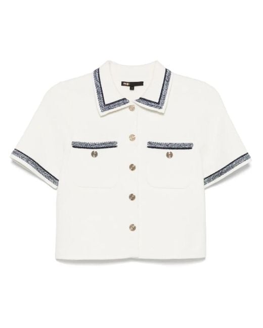 Top con ribete a rayas Maje de color White