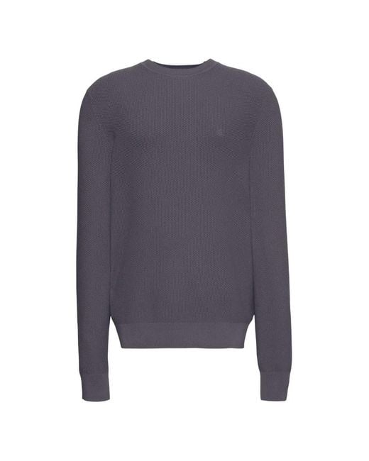 Calvin Klein Blue Waffle-Knit Logo-Embroidered Sweater for men