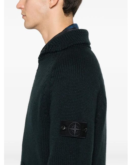 Stone Island Black Zip-Up Cardigan for men