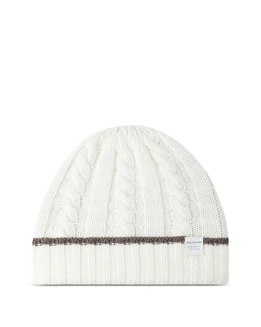 Paul & Shark White Cable-Knit Wool Cashmere Beanie for men