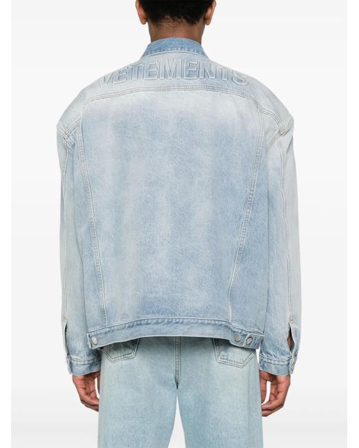 Vetements Blue Embossed-Logo Denim Jacket