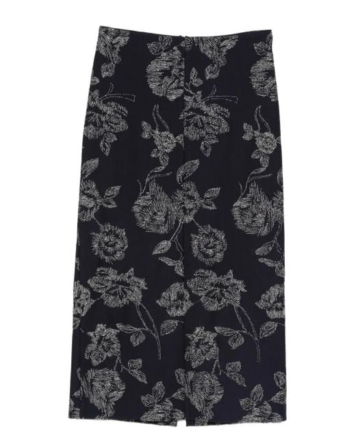 Liviana Conti Black Dedra Floral Midi Skirt