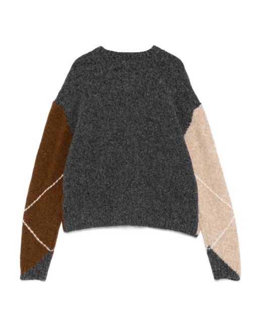 Semicouture Black Argyle-Pattern Wool Sweater