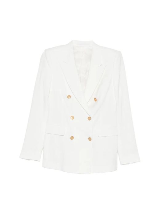 Tagliatore White Double-Breasted V-Neck Blazer