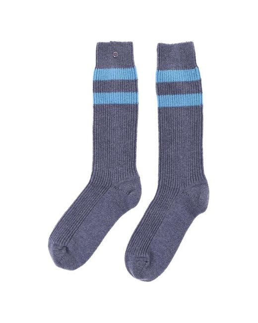God's True Cashmere Blue Striped Ribbed-Knit Socks