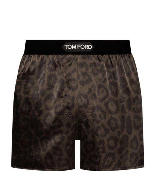 Tom Ford Black Leopard-print Logo-waistband Boxers for men