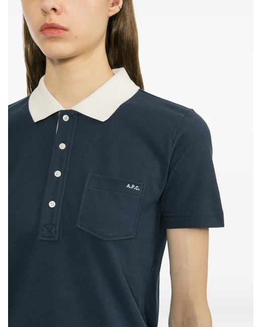 A.P.C. Blue Half Button-Up Polo