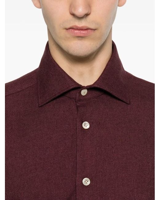 Eleventy Purple Button-Up Long-Sleeve Shirt for men