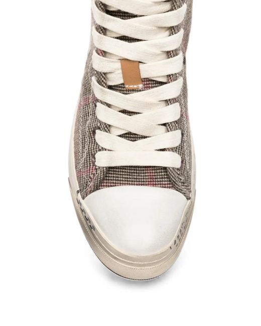 R13 White Graffiti-Print Plaid Sneakers for men