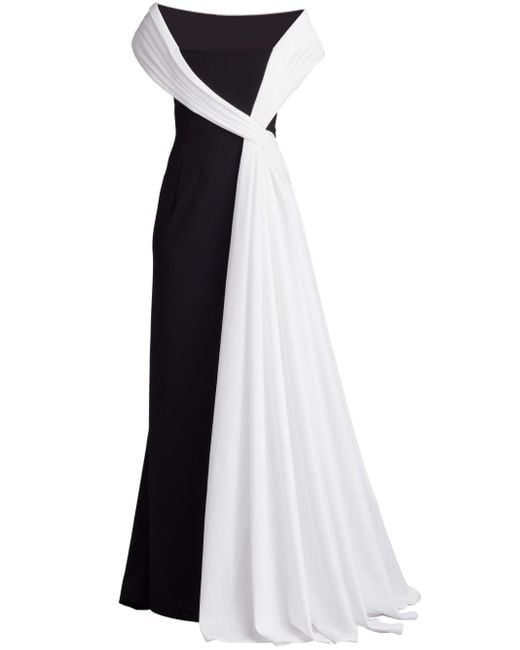 Tadashi Shoji White Mckenna Sash-detail Gown