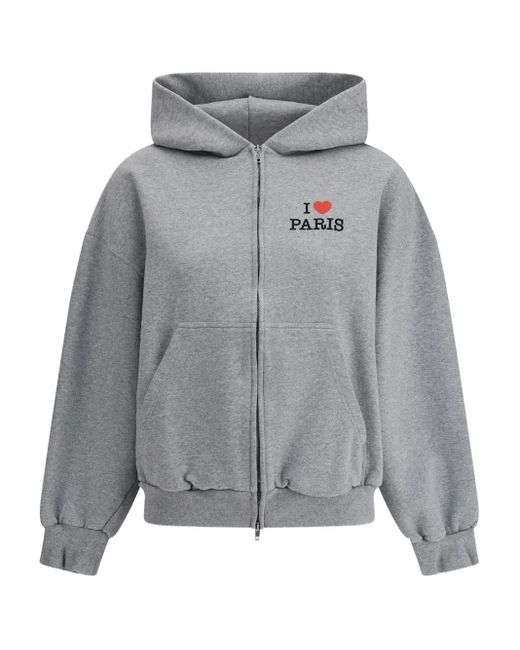 Balenciaga Gray I Love Paris Zip-Up Hoodie