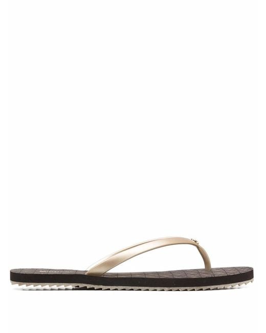 MICHAEL Michael Kors Metallic Monogram-Print Flip Flops