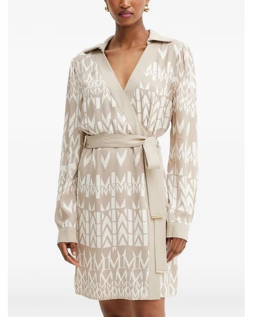 Guess Natural Belted Geometric-Pattern Mini Dress