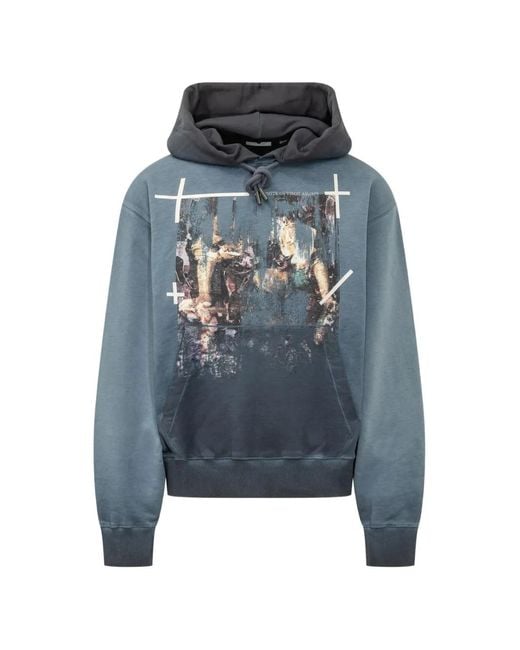 Off-White c/o Virgil Abloh Blue Narciso Graphic-Print Hoodie for men