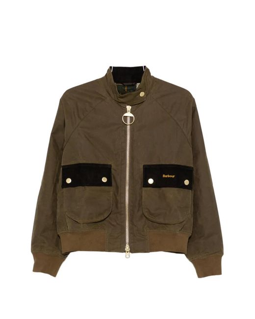 Barbour Brown Corduroy-Trim Zip-Fastening Jacket