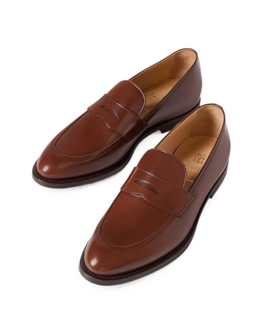 Brunello Cucinelli Brown Braided Calfskin And Polished Calfskin Penny Loafers for men